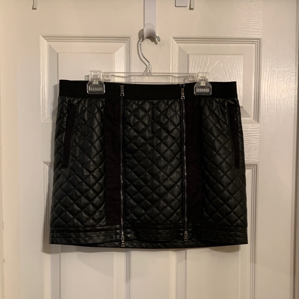 BCBG Leather Quilted Skirt